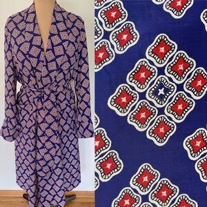 Vintage 50s Men's A STANDARD ROBE *Medium* Silky Navy Wrap Bathrobe with Storage